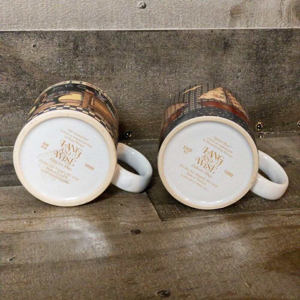 LANG AND WISE COLLECTOR MUGS 1998 EKB2 SW12 COFFEE CUP SET 12 OZ VINTAGE KITCHEN - Picture 4 of 7